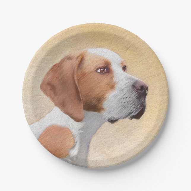 Pointer Painting - Cute Original Dog Art Paper Plate (Front)