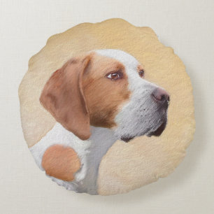 Pointer Painting - Cute Original Dog Art Round Cushion