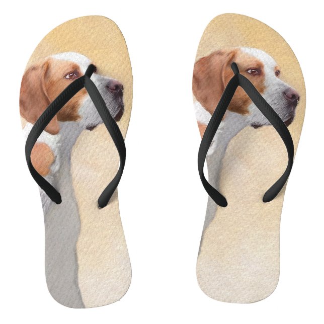 Pointer Painting - Cute Original Dog Art Thongs (Footbed)