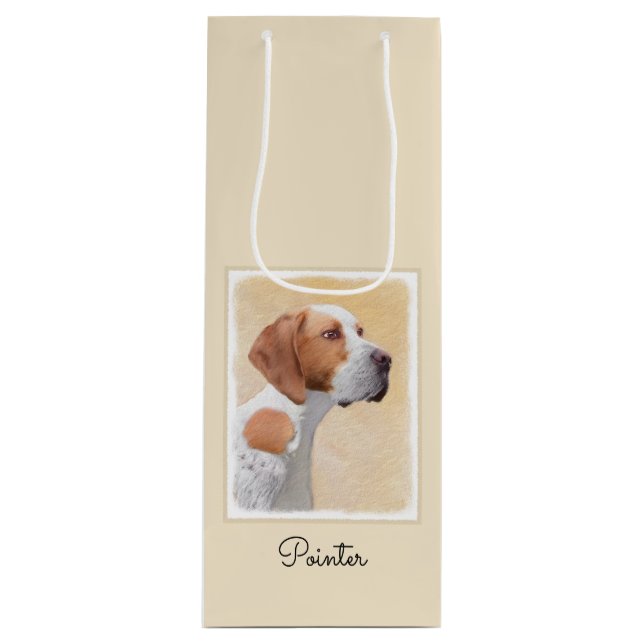 Pointer Painting - Cute Original Dog Art Wine Gift Bag (Front)