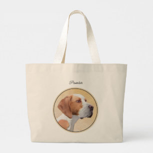 Pointer Painting English Cute Original Pet Dog Art Large Tote Bag