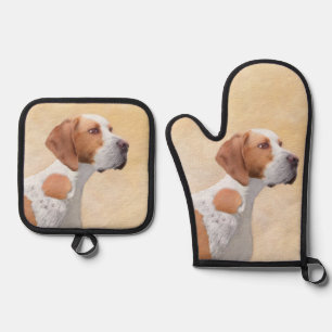 Pointer Painting English Cute Original Pet Dog Art Oven Mitt & Pot Holder Set
