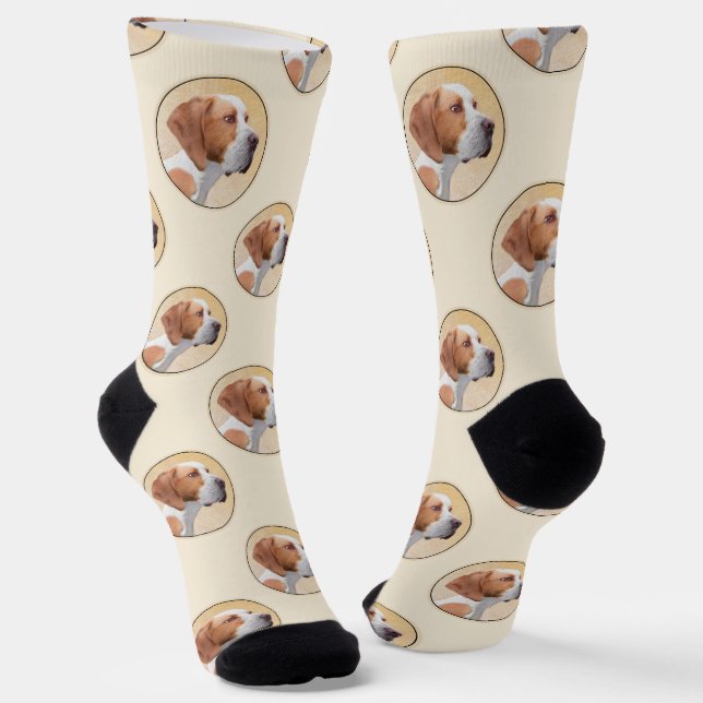 Pointer Painting English Cute Original Pet Dog Art Socks (Angled)