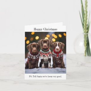 Pointer Puppies Christmas Card