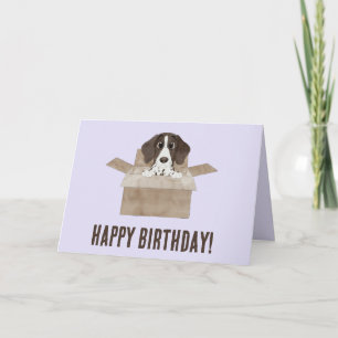 Pointer Puppy in Box Birthday Card