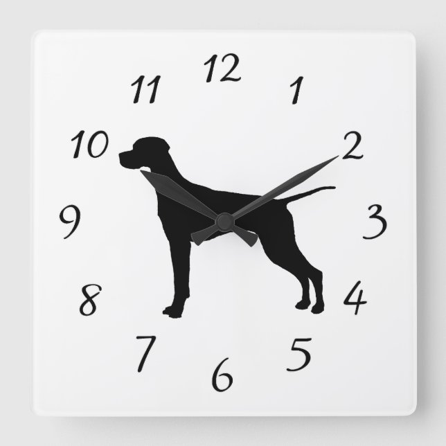 Pointer Silhouette Love Dogs Square Wall Clock (Front)