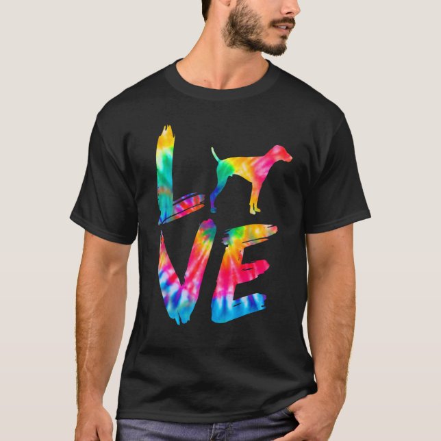 Pointer Tie Dye Love Dog Mum Dad T-Shirt (Front)