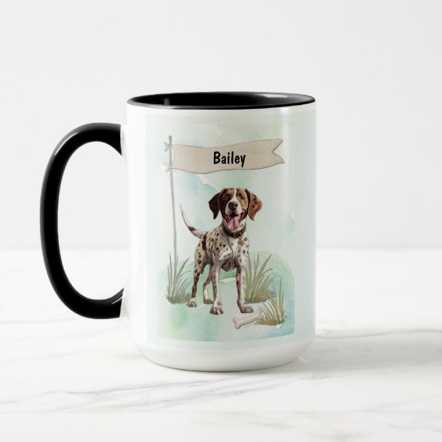 Pointer Watercolor Personalised Dog Mug (Left)