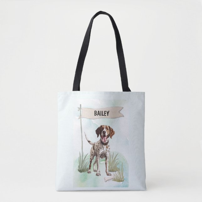 Pointer Watercolor Personalised Dog Tote Bag (Front)
