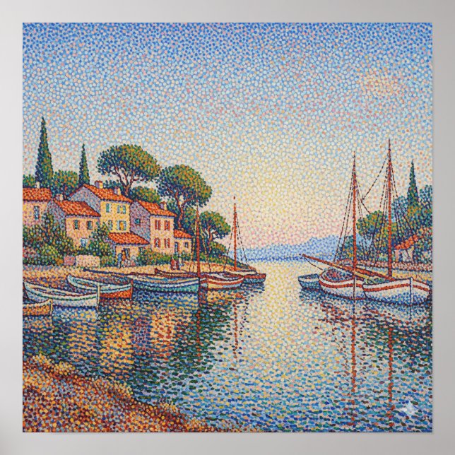 Pointillism Harbour Poster (Front)
