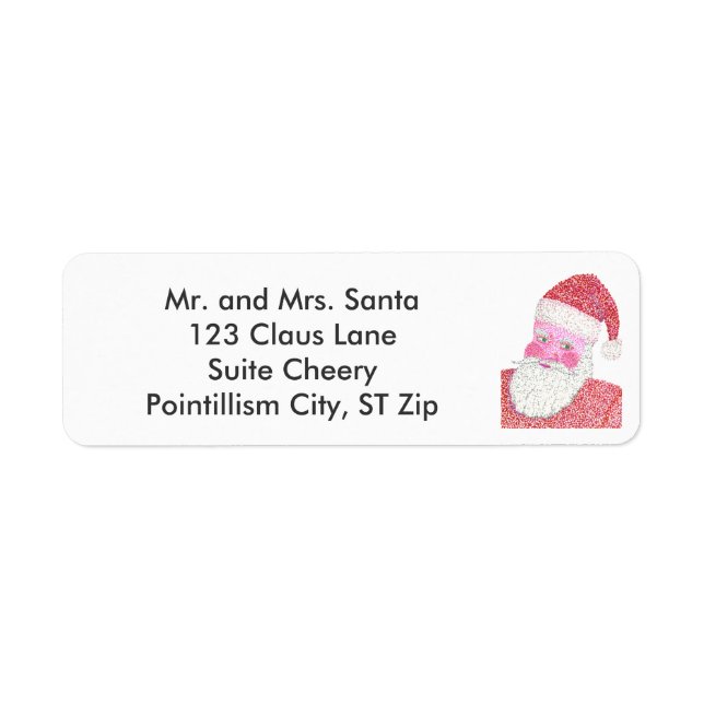 Pointillism Jolly Santa Address Labels (Front)