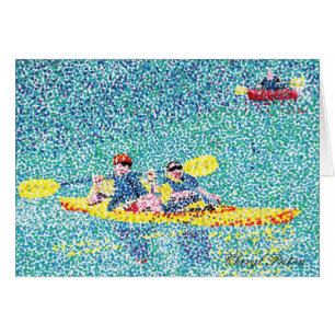 Pointillism kayak scene painting, Cards