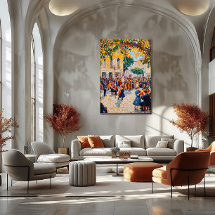 Pointillism Orchestra Performing Outdoors Poster