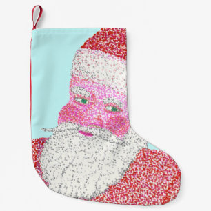 Pointillism Santa Face Head Christmas Stocking