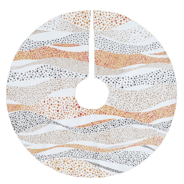 Pointillism Wavy Polka: Cute Doodle Textile Brushed Polyester Tree Skirt (Front)
