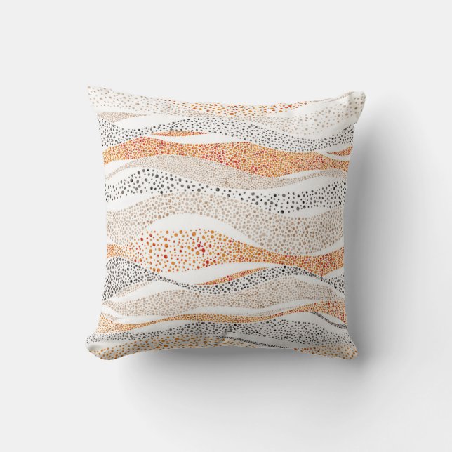 Pointillism Wavy Polka: Cute Doodle Textile Cushion (Front)