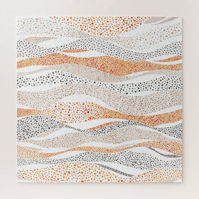 Pointillism Wavy Polka: Cute Doodle Textile Jigsaw Puzzle (Vertical)