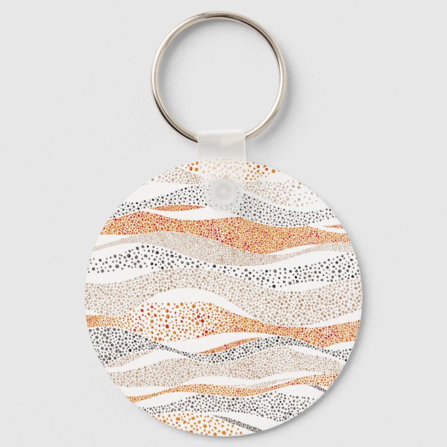 Pointillism Wavy Polka: Cute Doodle Textile Key Ring (Front)