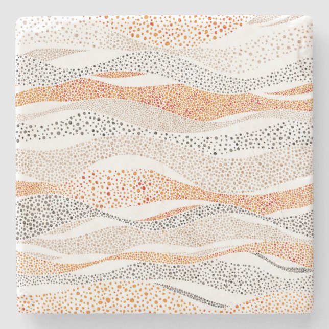 Pointillism Wavy Polka: Cute Doodle Textile Stone Coaster (Front)