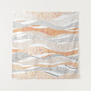 Pointillism Wavy Polka: Cute Doodle Textile Tapestry