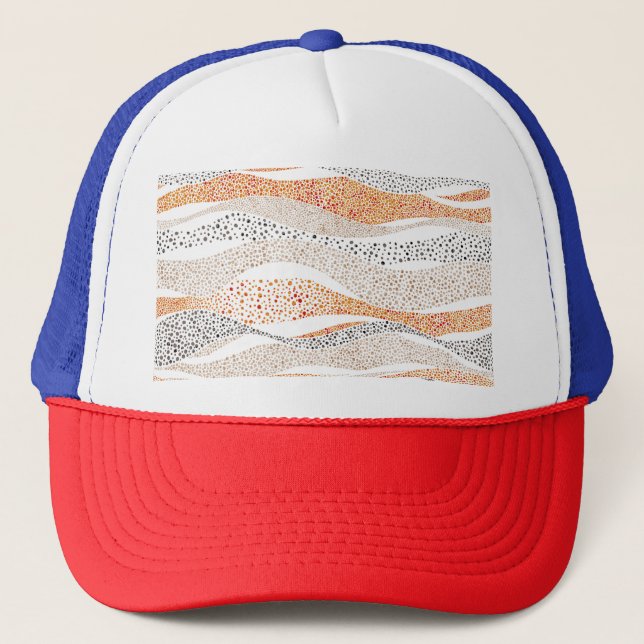Pointillism Wavy Polka: Cute Doodle Textile Trucker Hat (Front)