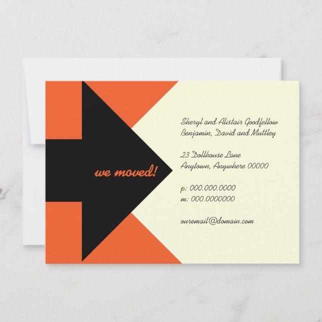 Pointing Arrow Moving Announcement and Invitation (Front)