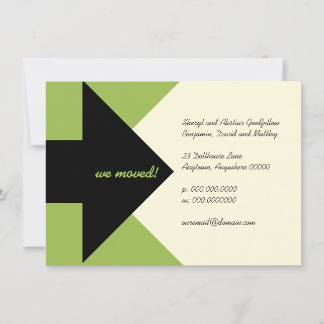 Pointing Arrow Moving Announcement and Invitation (Front)