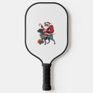 Pointing Dog Lover Funny Santa Riding Pointing Dog Pickleball Paddle