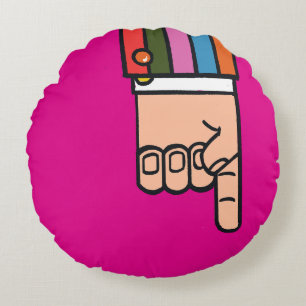 Pointing Finger Colorful Round Cushion