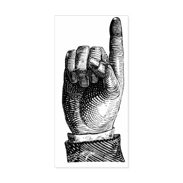 Pointing Finger Up  Rubber Stamp (Imprint)