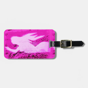 pointing pink mermaid luggage tag
