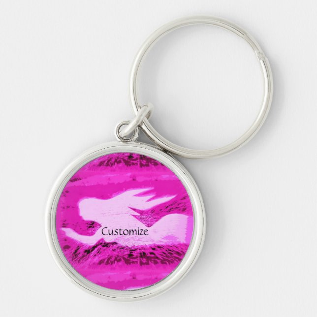 Pointing pink mermaid Thunder_Cove Key Ring (Front)