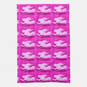 pointing pink mermaids tea towel