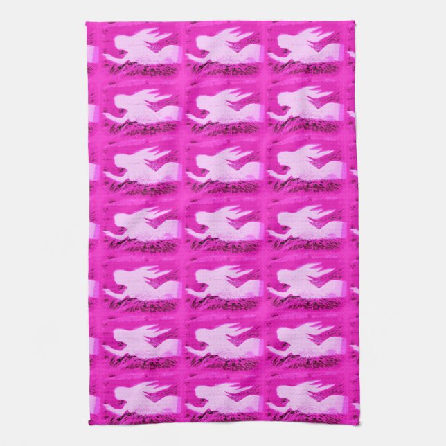 pointing pink mermaids tea towel (Vertical)