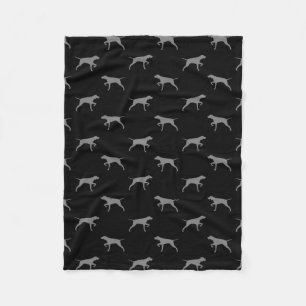 Pointing Pointer Dog Silhouettes Pattern Fleece Blanket