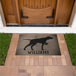 Pointing Pointer Silhouette Dog Breed Personalised Doormat