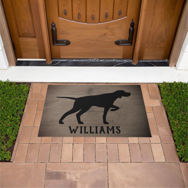 Pointing Pointer Silhouette Dog Breed Personalised Doormat (Outdoor)