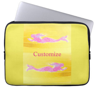 Pointing yellow mermaids laptop sleeve