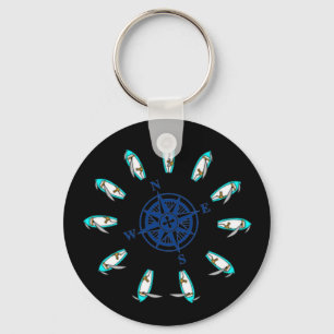 points of sail, compass_rose key ring
