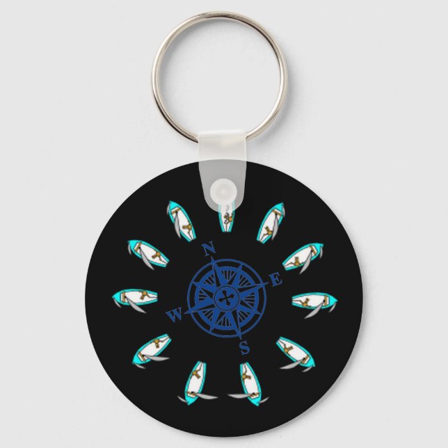 points of sail, compass_rose key ring (Front)