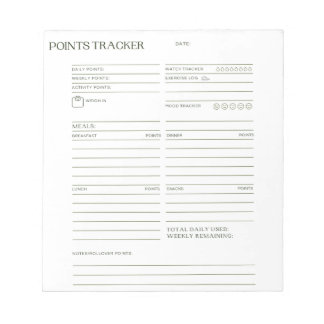 Points Tracker Notepad