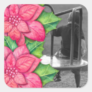 Pointsettia Christmas Photo Sticker