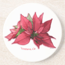 Pointsettia Sandstone Drink Coaster