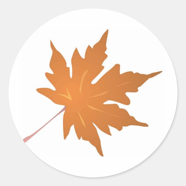Pointy Brown Maple Leaf Classic Round Sticker (Front)