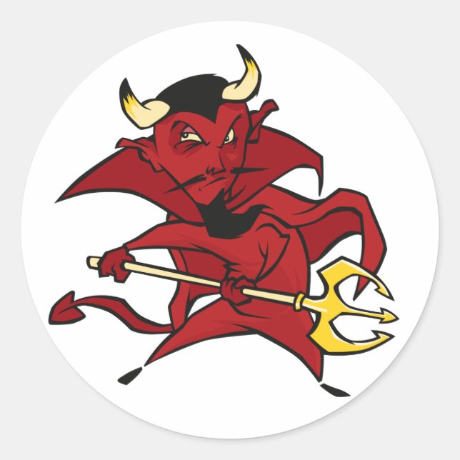 Pointy Red Devil Classic Round Sticker (Front)