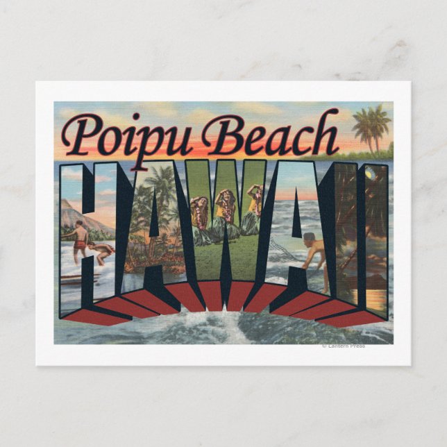 Poipu Beach, Hawaii - Large Letter Scenes Postcard (Front)