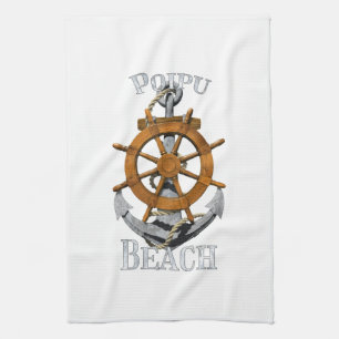 Poipu Beach Hawaii Vacation Nautical Anchor Helm S Tea Towel