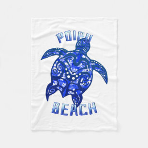 Poipu Beach Hawaii Vacation Tribal Turtle Fleece Blanket