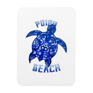 Poipu Beach Hawaii Vacation Tribal Turtle Magnet