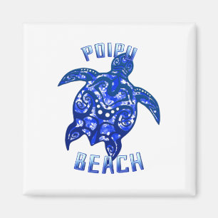 Poipu Beach Hawaii Vacation Tribal Turtle Magnet